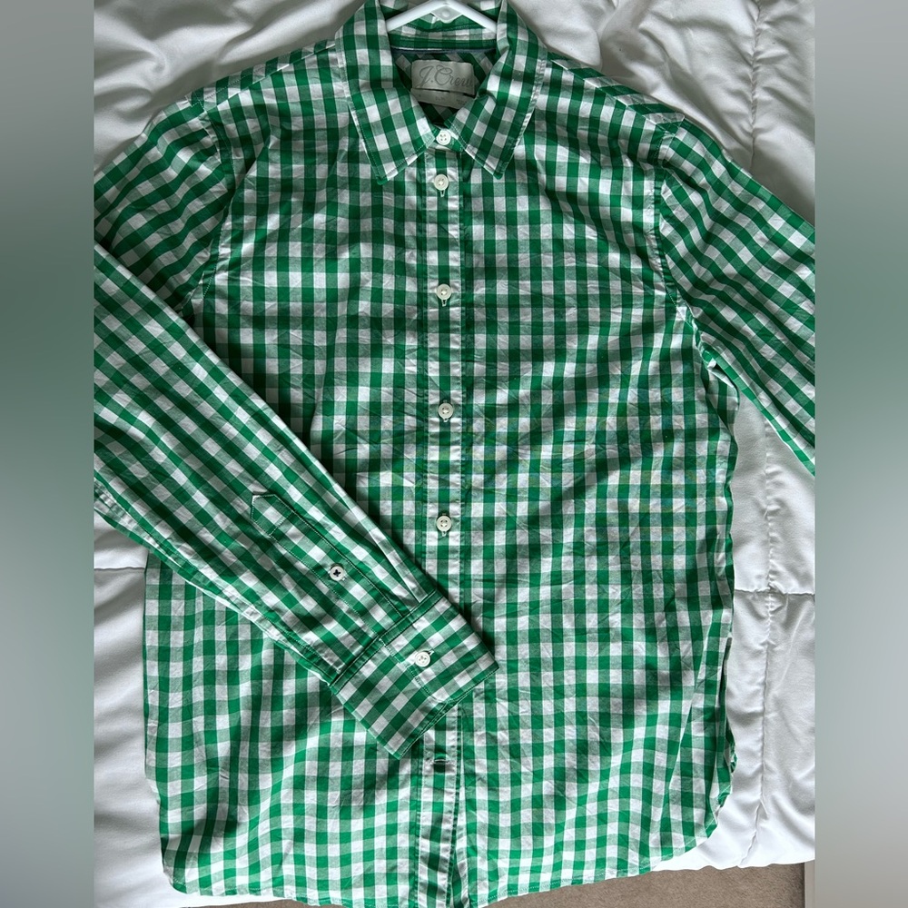 JCrew Perfect Fit gingham top blouse, size 4 (slim)